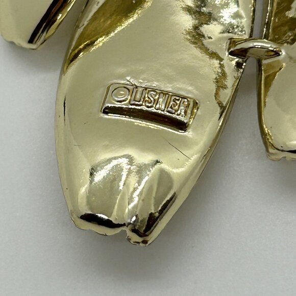 Vintage Lisner Gold-Tone Textured Leaf Brooch Pendant Floral Design Mid-Century - Picture 4 of 16